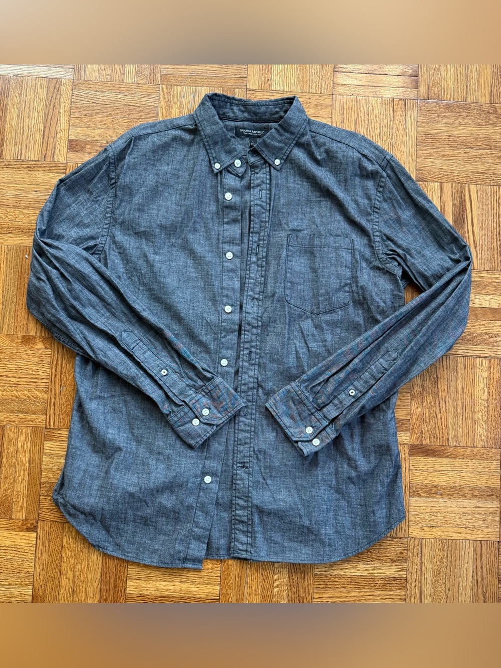 Banana Republic Men's Tailored Slim
Fit Button-Down Shirt - Chambray Blue